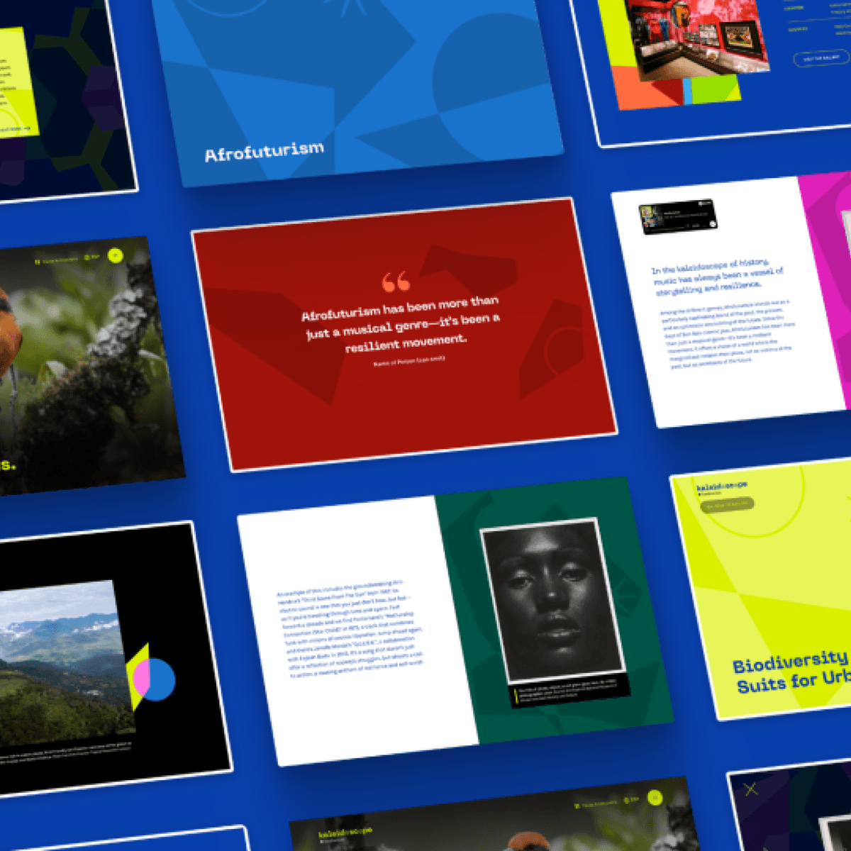 Overhead images of a website tiled in a pattern