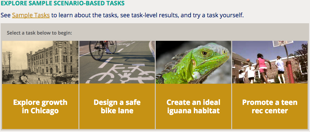 Homepage feature for the sample scenario-based tasks