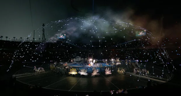 TV viewers experiencing a virtual dome of stars of Winter Olympics Opening Ceremony in Pyeongchang. Photo Credit: BBC.
